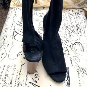 Cut out heel thigh high boots